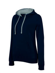 Kariban Női kapucnis pulóver Kariban KA465 Ladies’ Contrast Hooded Sweatshirt -M, Navy/Red