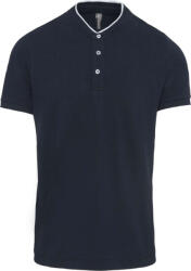 Kariban Férfi galléros póló Kariban KA223 Men'S Short Sleeve polo Shirt With Mandarin Collar -3XL, Navy/White