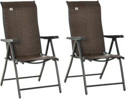 Outsunny 2db kerti szék készlet, Rattan/Acél, 71x58x111cm, Fekete