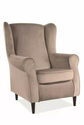 SIGNAL MEBLE Baron Velvet Füles Fotel Bársony Bézs Wenge Lábakkal (BARONV28)