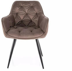 SIGNAL MEBLE Cherry Velvet Cappuccino Bársony Étkezőszék Fekete Fém Lábakkal (SIG-CHERRYVCCA)