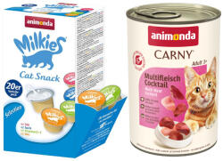 Animonda 12x400g animonda multihús-koktél nedves macskatáp+20x15g Milkies snack