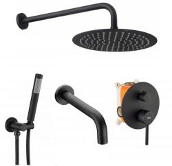 Rea Sistem de dus cu pipa cada si baterie monocomanda Rea Lungo negru mat (5902557341566)