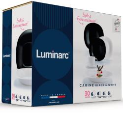 Luminarc Carine Étkészlet, 30 db, fehér/fekete