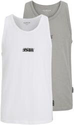 JACK & JONES Jack & Jones, Mintás pamutpóló szett - 2 db, Szürke, S (12284750-GRAY-FLANNEL-BRIGHT-WHITE-S)