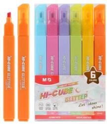 M&G Evidențiator cu sclipici M&G HI-CUBE - set de 6 culori strălucitoare