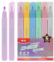 M&G Evidențiator cu sclipici M&G HI-CUBE - set de 6 culori pastelate