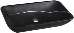 SAPHO - Ráültethető mosdó BLOK 60x35 cm kő/matt fekete 2401-39 (SH0525)