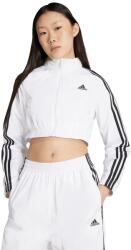 Adidas Cipzáros crop pulóver csíkos részlettel, Fehér, XS (JZ8275-XS)