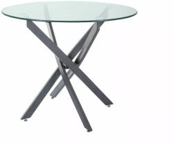 SIGNAL MEBLE Agis Kerek Edzett Üveg Étkezőasztal Matt Fekete Keresztlábakkal