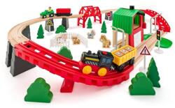 Woodyland Set trenuleț din lemn - Fermă, 60 de piese (OLP102193077) Trenulet