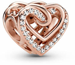 Pandora Moments Szikrázó összefonódó szívek rozé arany charm - 789270C01 (789270C01)