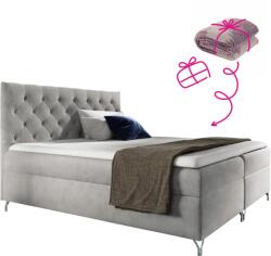 TEMPO KONDELA Boxspring ágy, 200x200, világosszürke Velvet szövet, GULIETTE + ajándék