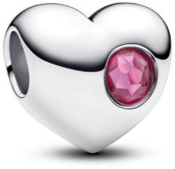 Pandora Gravírozható szív charm rózsaszín kristállyal - 794161C10 (794161C10)