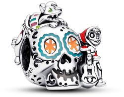 Pandora Moments, Disney Pixar Coco Miguel és Dante koponya foszforeszkáló ezüst charm - 792817C01 (792817C01)