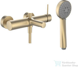 Laufen TWINPLUS SLIM SL kádtöltő csaptelep zuhanyszettel, PVD matt halvány arany HF505460462600 (HF505460462600)