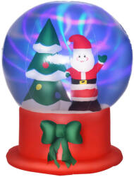 AOSOM Felfújható karácsonyi hógömb 110x110x150 cm Mikulással és karácsonyfával, LED-világítással
