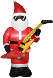 AOSOM Felfújható Mikulás LED-világítással és elektromos gitárral 215 cm magas kültéri karácsonyi dekoráció