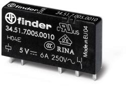 Finder Ultravékony printrelé, NYÁK/dugasz, 1váltóérintkező, 6A, 5VDC, monostabil, IP20 (345170050010) (34.51. 7.005. 0010) (345170050010)