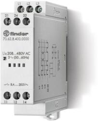Finder Fázissorrendet, kiesést felügyelő relé, 400VAC, 3 fázisú, 2 váltóé. (706284000000) (70.62. 8.400. 0000) (706284000000)