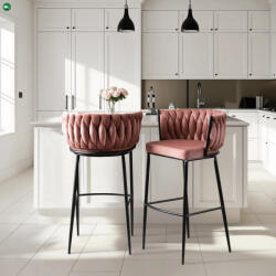 Mebel Elite Elegáns Bárszék Rózsaszín Bársony Kárpittal. FLORES