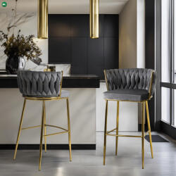 Mebel Elite Elegáns Bárszék Szürke Bársony Kárpittal. FLORES 2