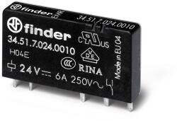 Finder Ultravékony printrelé, NYÁK/dugasz, 1váltóérintkező, 6A, 24VDC, monostabil, IP20 (345170240010) (34.51. 7.024. 0010) (345170240010)