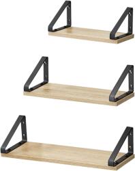 VASAGLE ABBY konzolos fali polc, 3 db, 30/35/40x12cm, fekete/világosbarna Vasagle