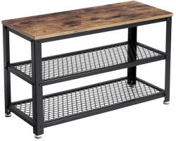 VASAGLE INDY előszobai pad cipőtartóval, 73x30x45cm, barna/fekete Vasagle