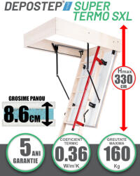 DEPOSTEP Scara pod DEPOSTEP SUPER TERMO SXL chepeng pod pliabil din lemn, maner telescopic, H max 330 cm (SXL 60X135)