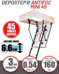 DEPOSTEP Scara pod antifoc DEPOSTEP MINI 45 metalica rezistenta la foc 45 minute, H265 (MINI45 60X90)