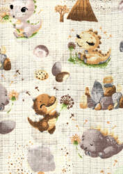  Mintás textil pelenka 1db-os - Kis dinók bézs