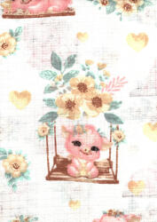 Mintás textil pelenka 1db-os - Boldog malac rózsaszín