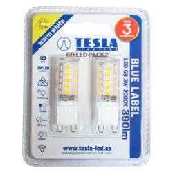 TESLA LED izzó, G9 3W 230V 300lm 3000K 360° 2 db-os szett