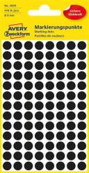 Avery-Zweckform Etikett, 8 mm, kör, AVERY ZWECKFORM, fekete, 416 etikett/csomag (3009) - kellekanyagonline