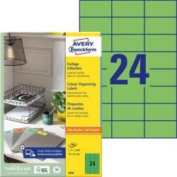 Avery-Zweckform Etikett, 70x37 mm, színes, AVERY ZWECKFORM, zöld, 2400 etikett/csomag (3450) - kellekanyagonline
