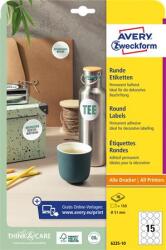 Avery-Zweckform Etikett, univerzális, 51mm, kör, AVERY ZWECKFORM, 150 etikett/csomag (6225-10) - kellekanyagonline