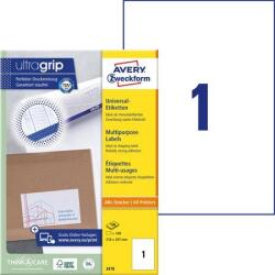 Avery-Zweckform Etikett, univerzális, 210x297 mm, AVERY ZWECKFORM, 100 etikett/csomag (3478)