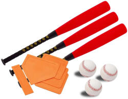 POWER SHOT 3 ütőből, 3 labdából és baseball alapból álló készlet fehér|narancssárga|vörös