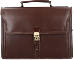 Max Moda Aktatáska 1722 Bőr 2 rekeszes sötét barna kisebb