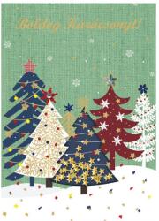  Üdvözlőlap K árkód, Színes fenyőfák (44688)