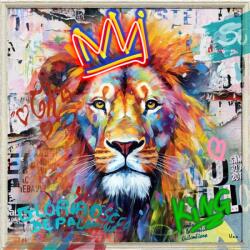 Art Galéria Állatok királya - kézzel átfestett olajfestmény LED világítással