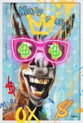 Art Galéria Szamár selfie - kézzel átfestett olajfestmény LED világítással