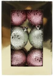  Zöld-rózsaszín foltos karácsonyi gömbök