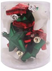  Zöld-fehér-piros csillag karácsonyfadíszek