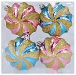  Kék-rózsaszín-arany csavart karácsonyi gömbök