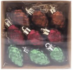  Piros-zöld-barna toboz karácsonyfadísz