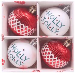  Piros-fehér mintás karácsonyi gömbök
