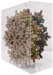  Barna-zöld csillogó hópehely karácsonyfadísz