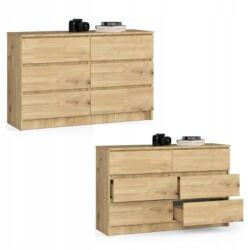 AKORD Komód szekrény K120 6 fiókos tölgy artisan Akd (OP0LK-120SZ6ART)